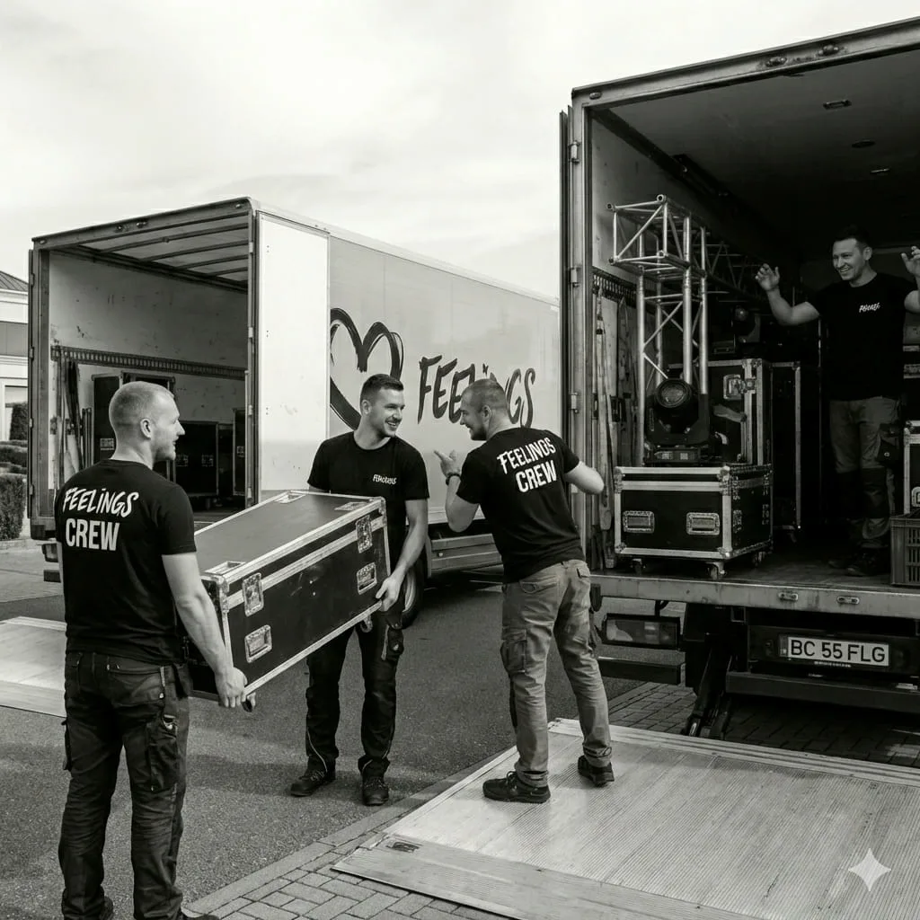 Logistică Feelings — două dube cu echipament